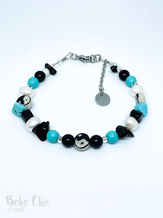 JaloKuje-helmirannekoru, turkoosi-onyx