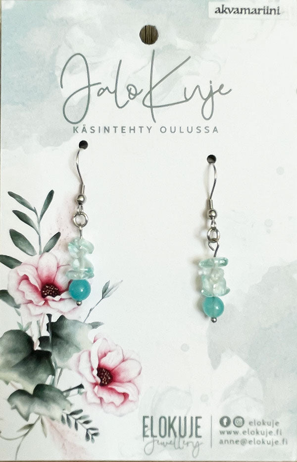 JaloKuje – Akvamariini-jade -korvakorut *UUTTA*