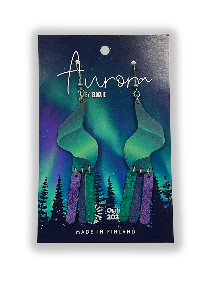 Northern Lights earrings made of Finnish birch plywood – "Kajo" | Aurora by Elokuje