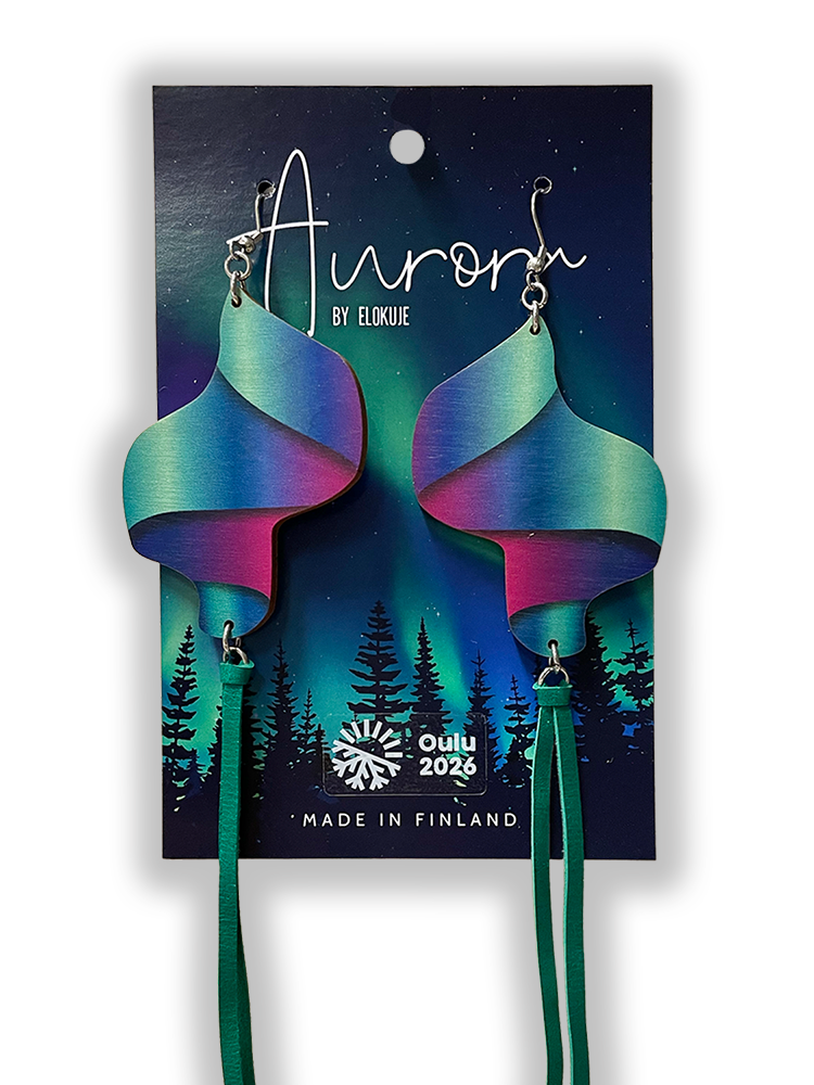 Finnish birch plywood northern lights earrings – "Loimu" | Aurora by Elokuje