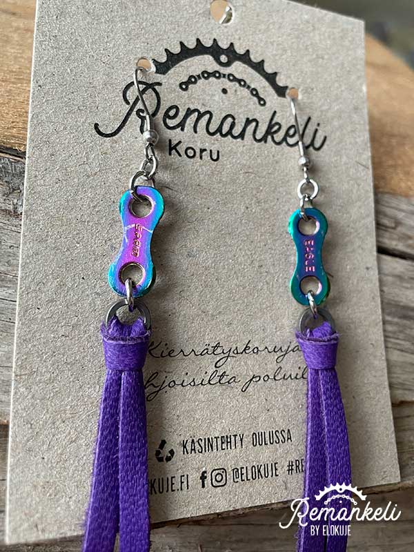 Remankeli pyöränketjukorvakorut //Fancy//, revontuli + lila