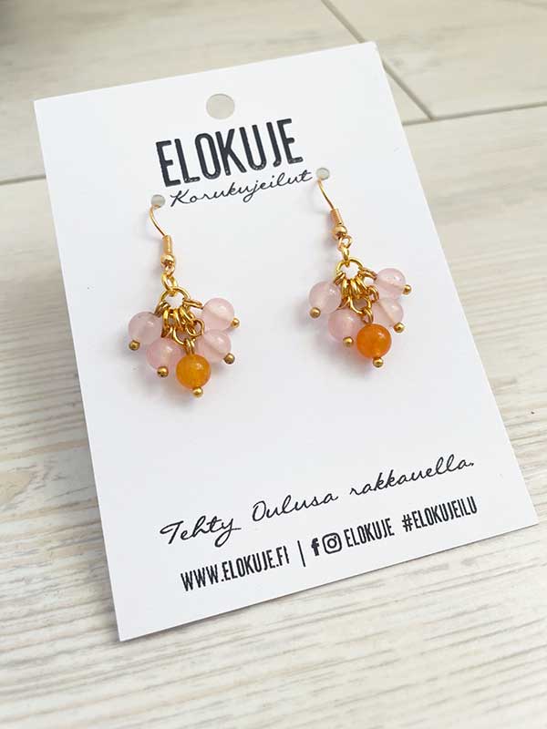 JaloKuje – Rose Quartz & Orange Jade Earrings *NEW*