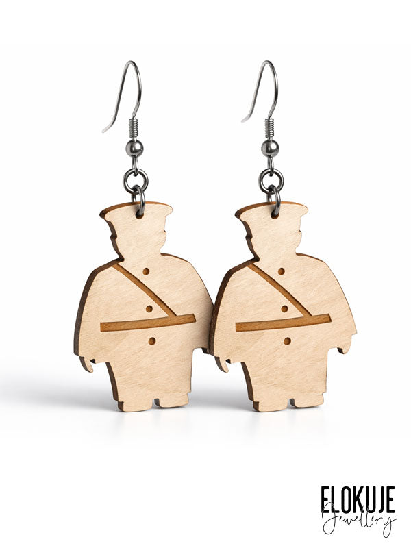 Toripolliisi earrings made of Finnish birch plywood