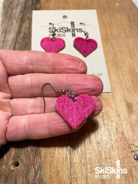 SkiSkins earrings, pink heart