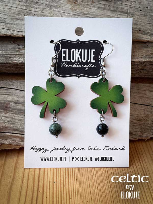Celtic earrings – Green Shamrock with jasper