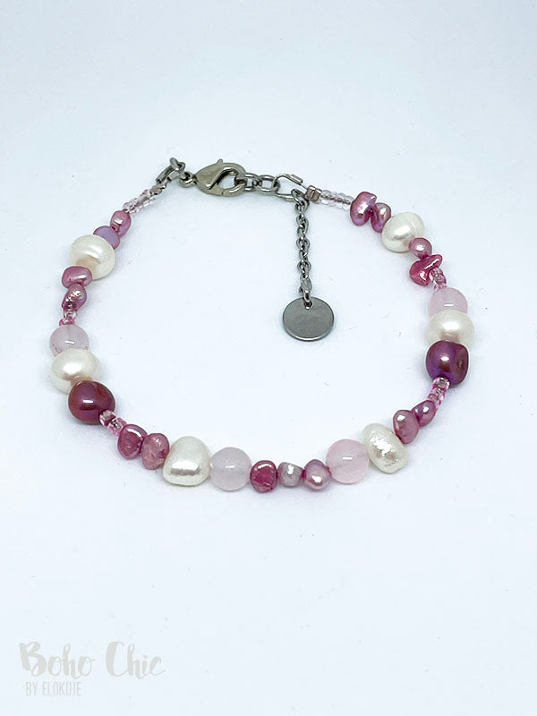 Boho Chic -pearl bracelet, pink