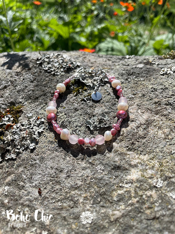 Boho Chic -pearl bracelet, pink