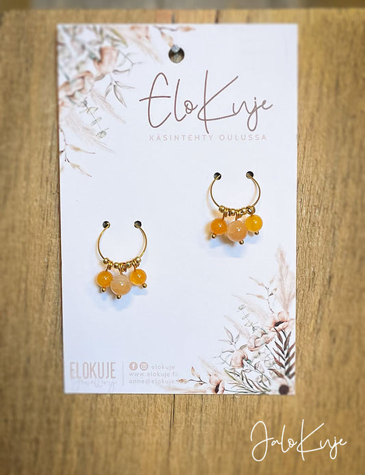 JaloKuje – Rose Quartz & Orange Jade Earrings *NEW*
