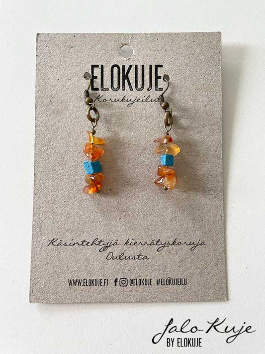 Boho Chic -pearl bracelet and earrings, blue