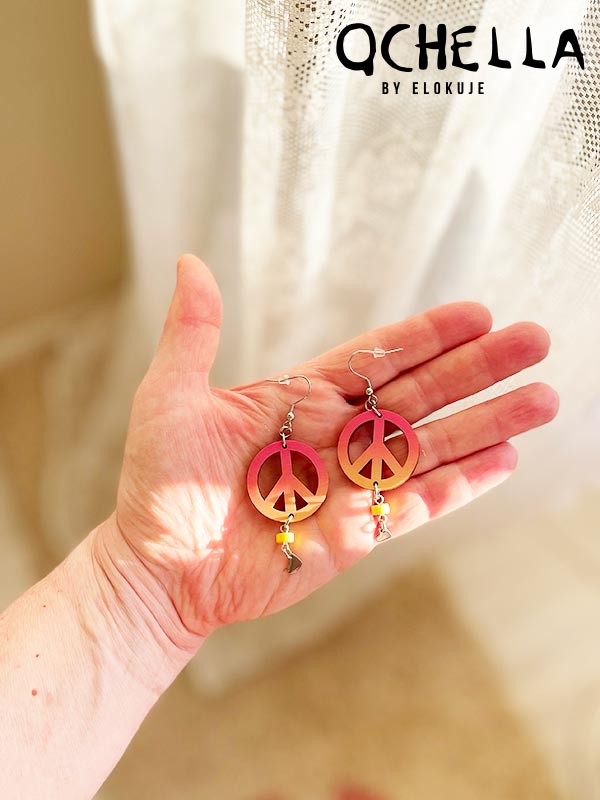 Plywood Peace earrings - yellow howlite