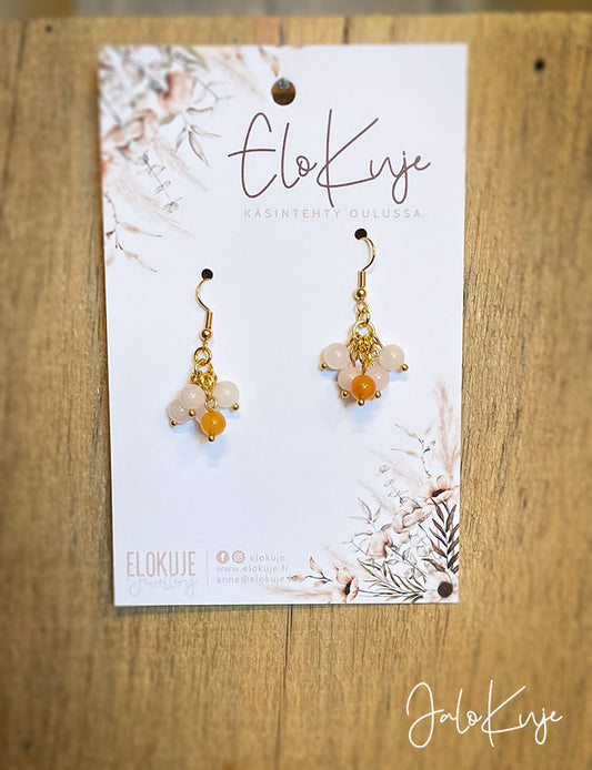 JaloKuje – Rose Quartz & Orange Jade Earrings *NEW*