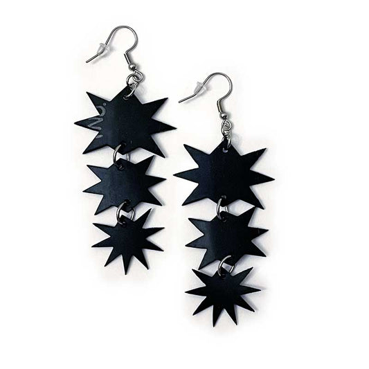 SkiSkins earrings, orange lightning