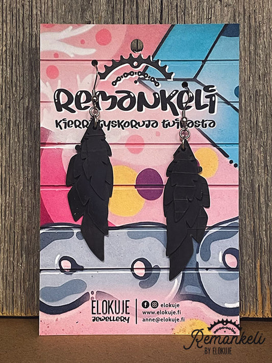 Remankeli earrings made of inner tube - Big heart