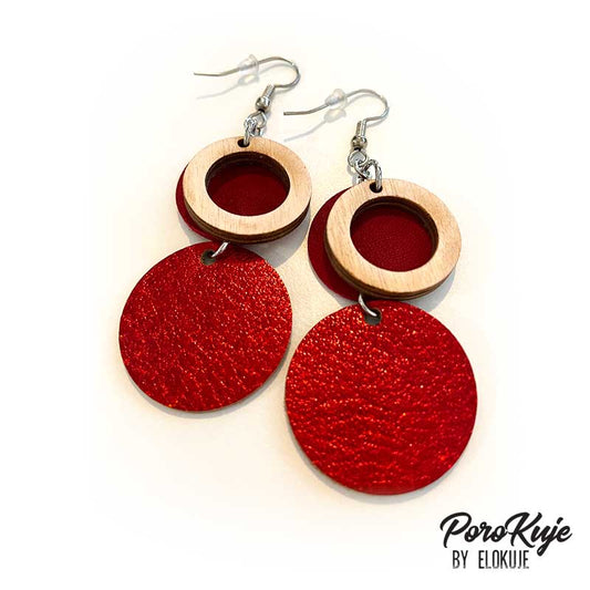 PoroKuje surplus leather earrings – xmas red