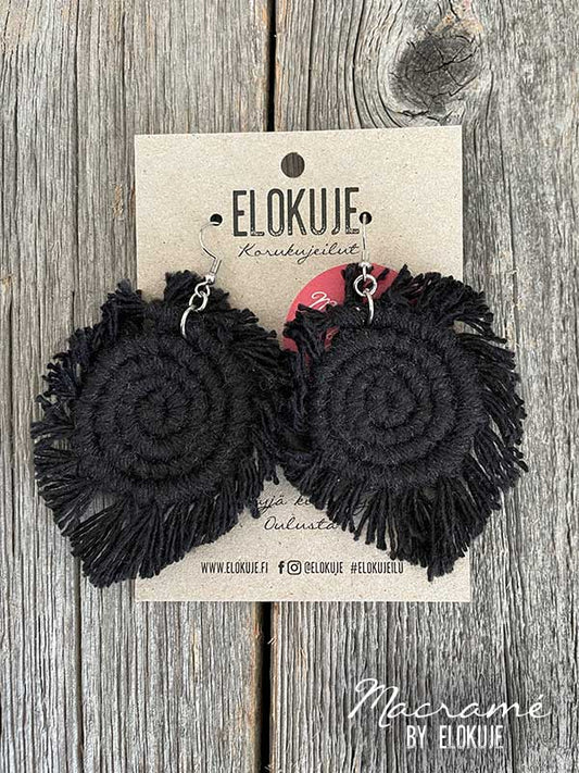 Macramé-earrings, black