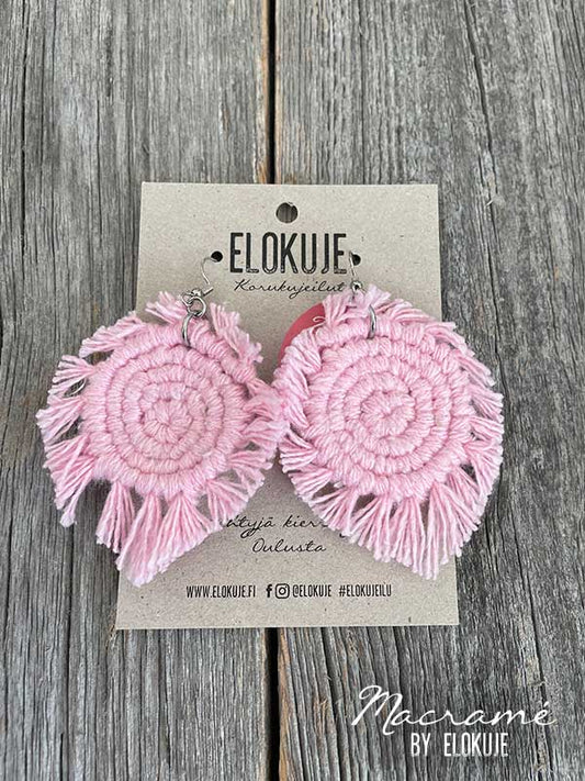 Macramé-earrings, pink
