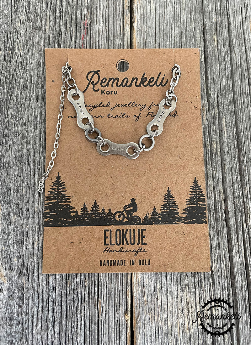 Remankeli steel bracelet with bicycle chain links