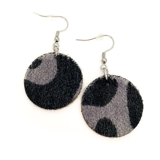 SkiSkins round earrings, black-gray
