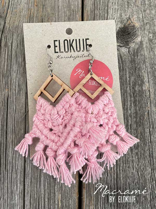 Makramee-korvakorut, pinkki *Vain Willa Pinteleestä tai tilauksesta*