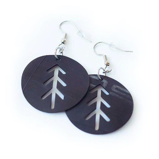 Remankeli earrings made of upcycled bicycle inner tube - "The Northern Tree"