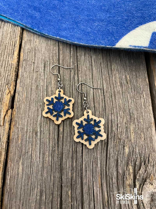 SkiSkins earrings, blue flake