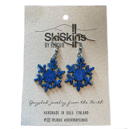 SkiSkins earrings, blue flake