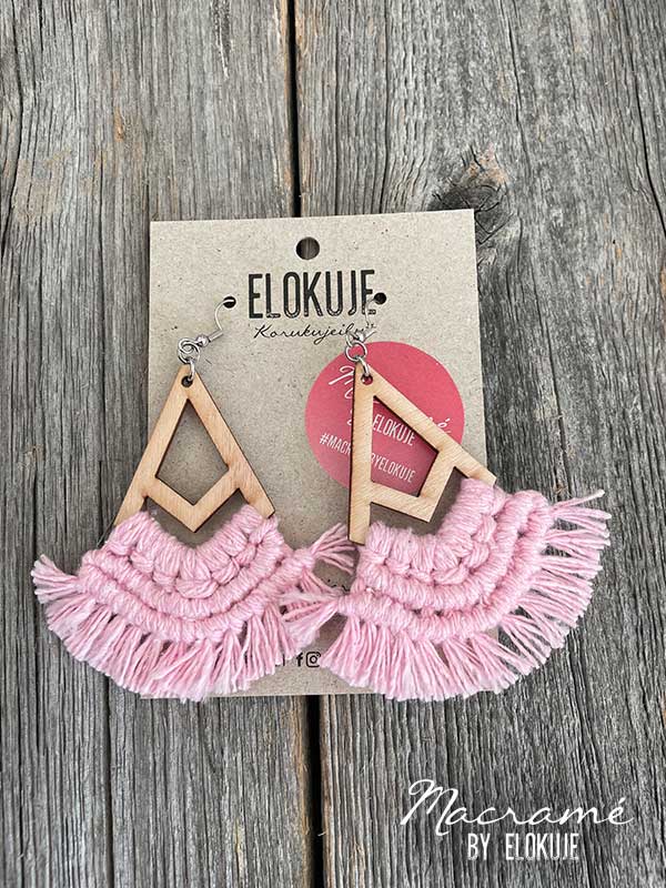 Macramé-earrings, pink
